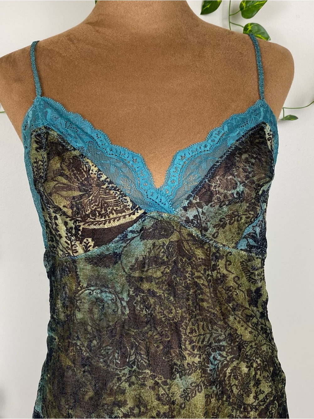 fairy grunge slip dress, sheer lace leaf/vine floral romantic whimsigoth